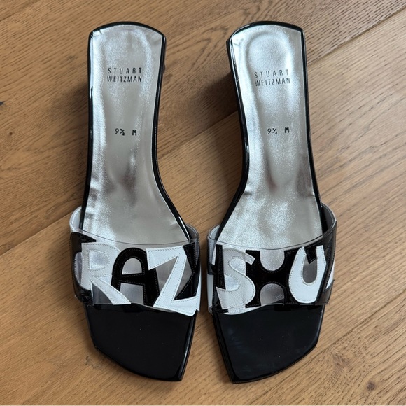 Stuart Weitzman Custom CRAZY 4SHUZ Slides - Ladies 9.5 - Black & White - NWOT - Picture 5 of 12